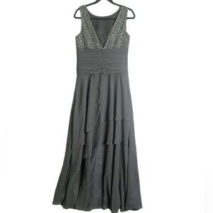 Gray formal maxi dress size medium mother of bride, bridesmaid, wedding guest,l